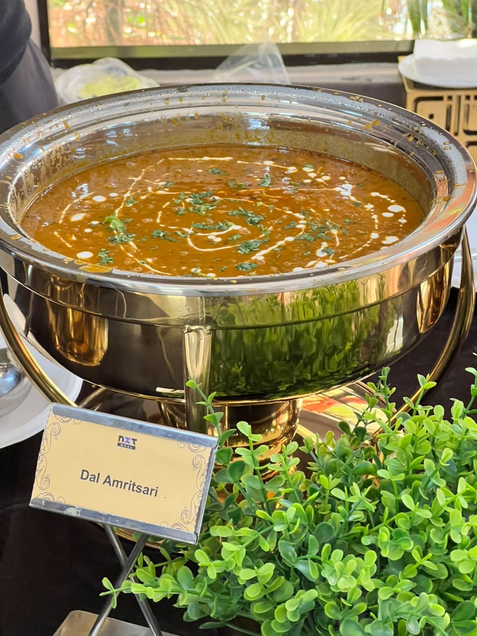 Live party catering buffet chafing dish with authentic Dal Amritsari